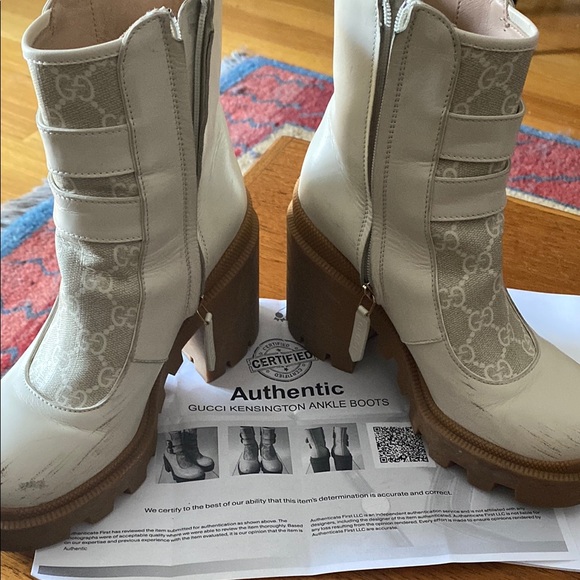 Gucci Women's Cream Ankle Boots with Logo Detail 35.5  is size . Made in Italy - Picture 9 of 13